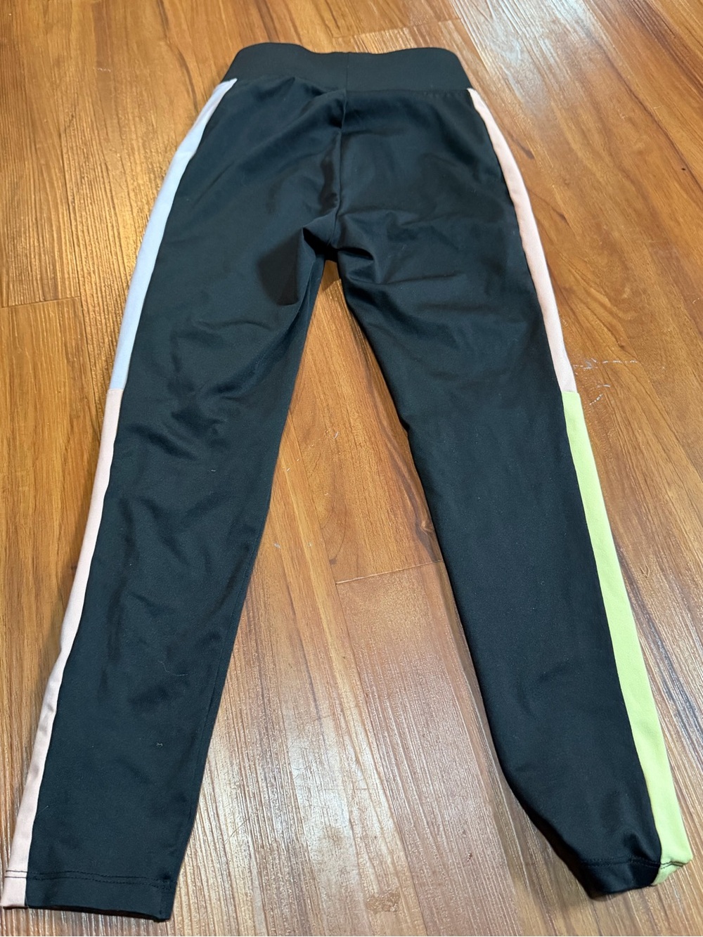 Puma Black Kids Leggings with Pink and Lime Side Panels
